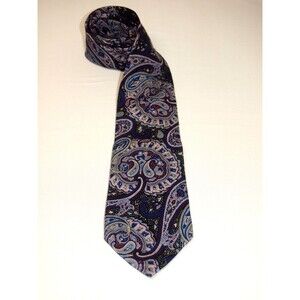 Rare Chaps Wool/Silk Purple Multicolor Paisley Tie Preppy 3.5"x 62" Handmade